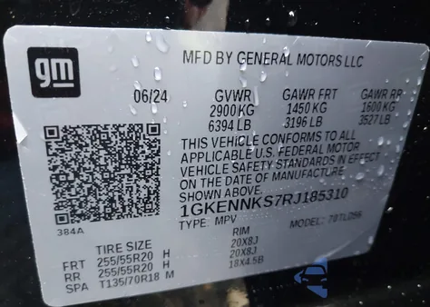 2024 GMC Acadia Awd Elevation из США, поврежденный, VIN 1GKENNKS7RJ185310